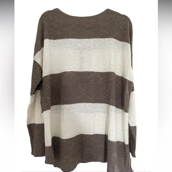 FREE PEOPLE FP Beach Brown and Cream Striped Women's Top Size Small - Picture 4 of 14